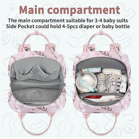 Diaper Bag Backpack, Multifunction Waterproof Diaper Bag for Girl, L-pink - Picture 7 of 9